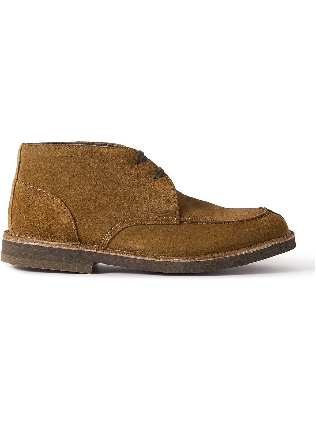 Photo: Mr P. - Andrew Split-Toe Shearling-Lined Suede Chukka Boots - Brown