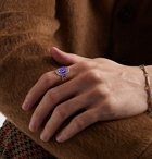 Foundrae - Karma 18-Karat Gold, Enamel and Diamond Signet Ring - Blue