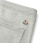 Moncler - Slim-Fit Tapered Striped Webbing-Trimmed Logo-Appliquéd Cotton-Jersey Sweatpants - Gray