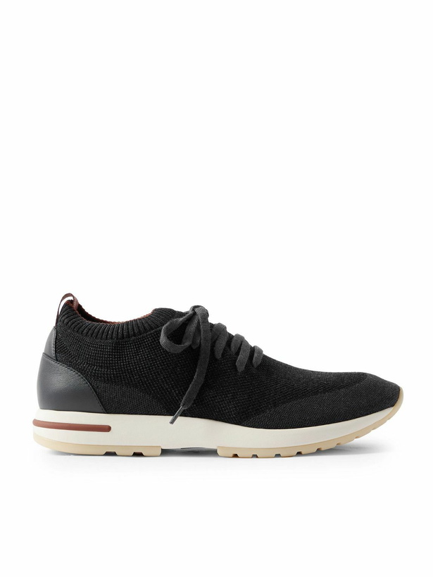 Photo: Loro Piana - 360 Flexy Leather-Trimmed Knitted Wish® Wool Sneakers - Gray