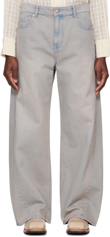 Photo: System Beige Twisted Side Seam Denim Jeans