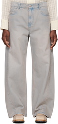 System Beige Twisted Side Seam Denim Jeans