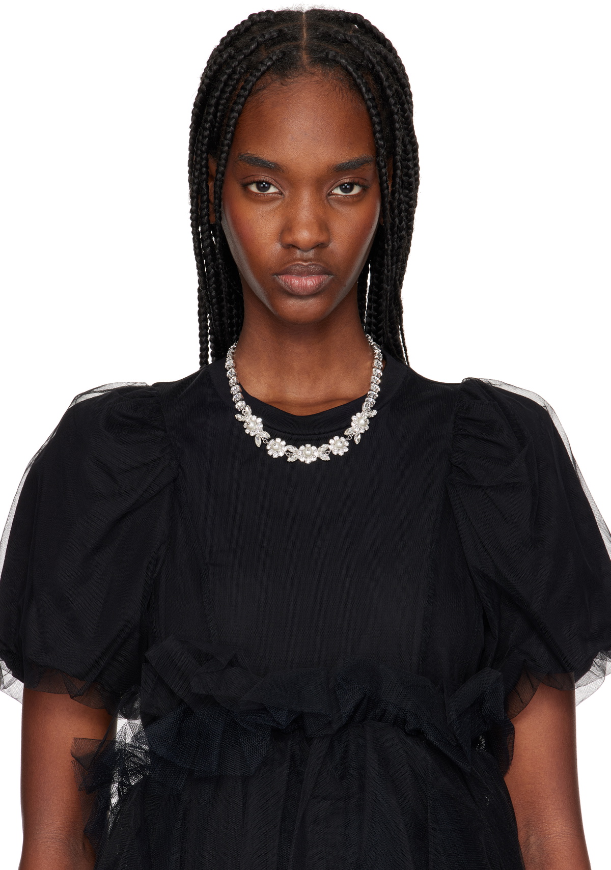 Simone Rocha Silver Pearl & Crystal Daisy Floret Necklace Simone Rocha