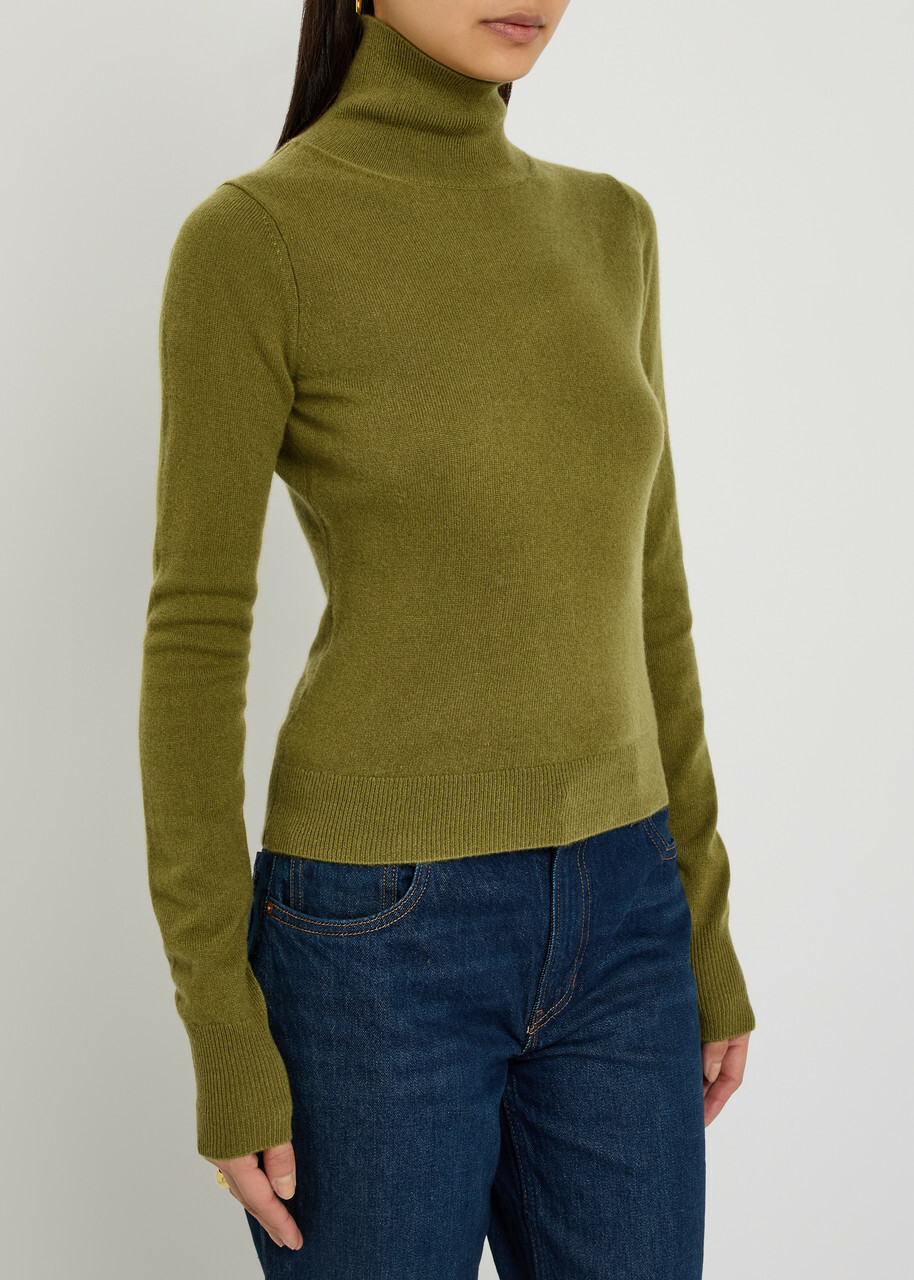 Reformation Jett Turtle-neck Cashmere top Green