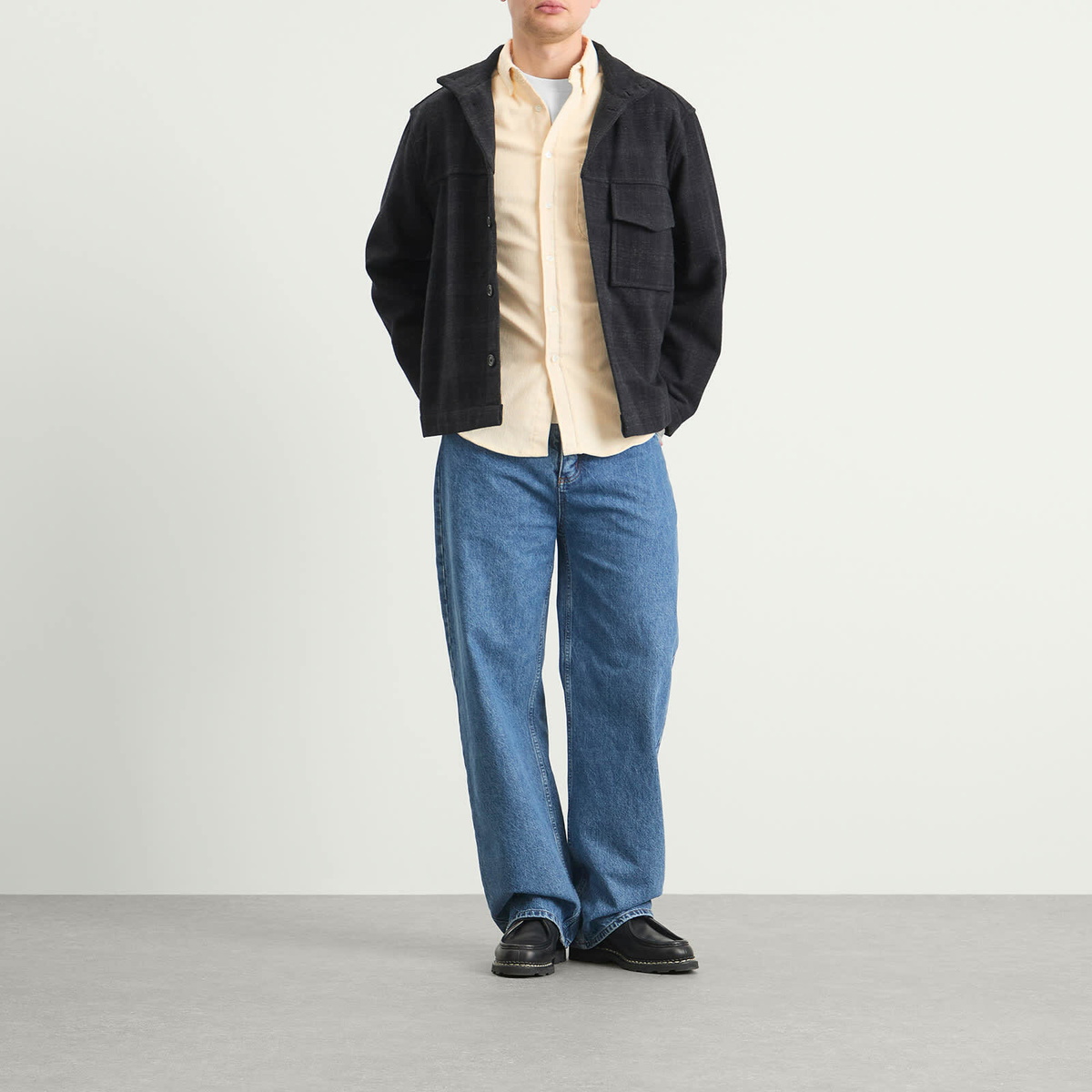 Portuguese Flannel Men's Lobo Button Down Corduroy Shirt in Ecru