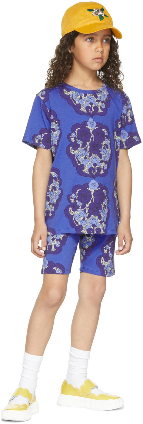 Mini Rodini Kids Blue Flowers Shorts