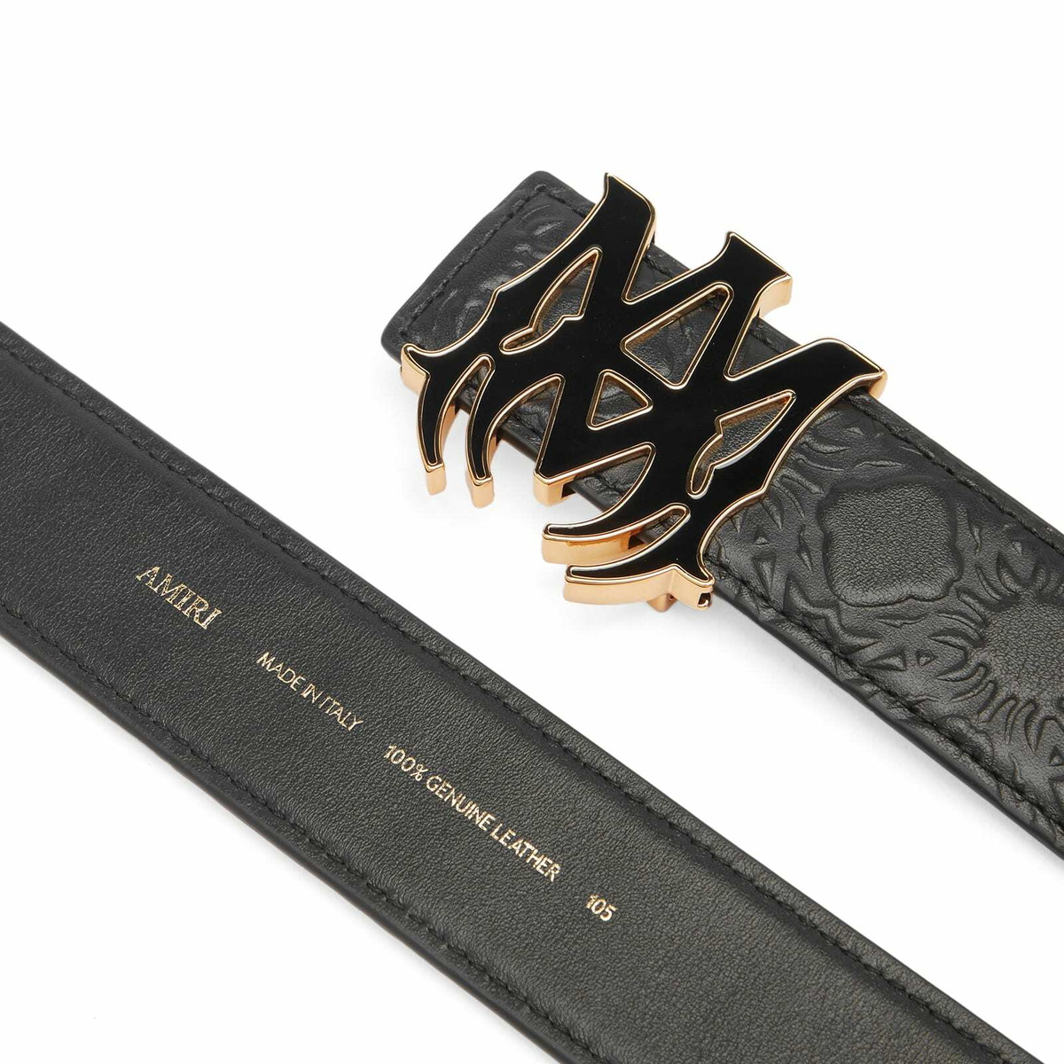 AMIRI ブラック　ベルト AMIRI Core Logo Buckle Belt Black/Black/Gold-tone メンズ - JP