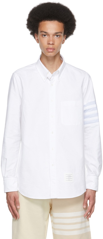 Photo: Thom Browne White 4-Bar Straight Fit Shirt