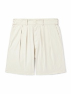 RRL - Hawkes Straight-Leg Pleated Cotton-Twill Shorts - Neutrals