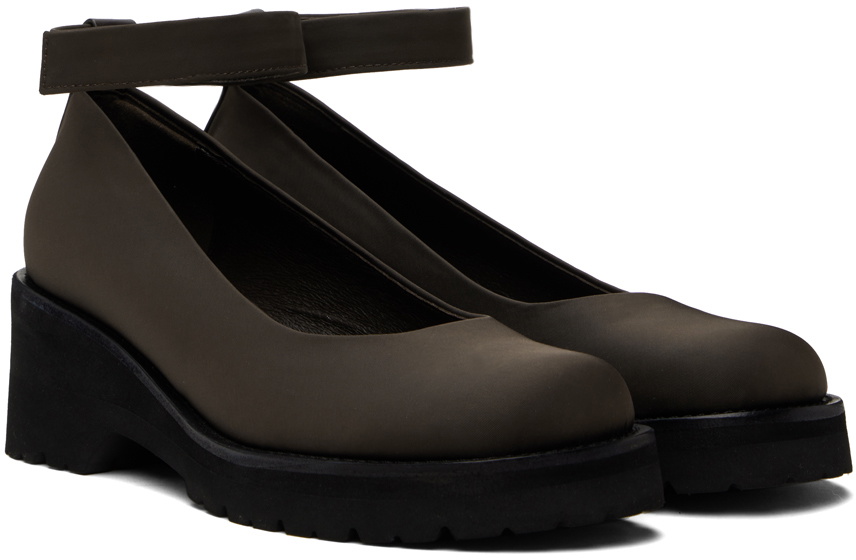 AMOMENTO Brown Round Toe Strap Ballerina Flats