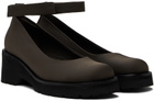AMOMENTO Brown Round Toe Strap Ballerina Flats