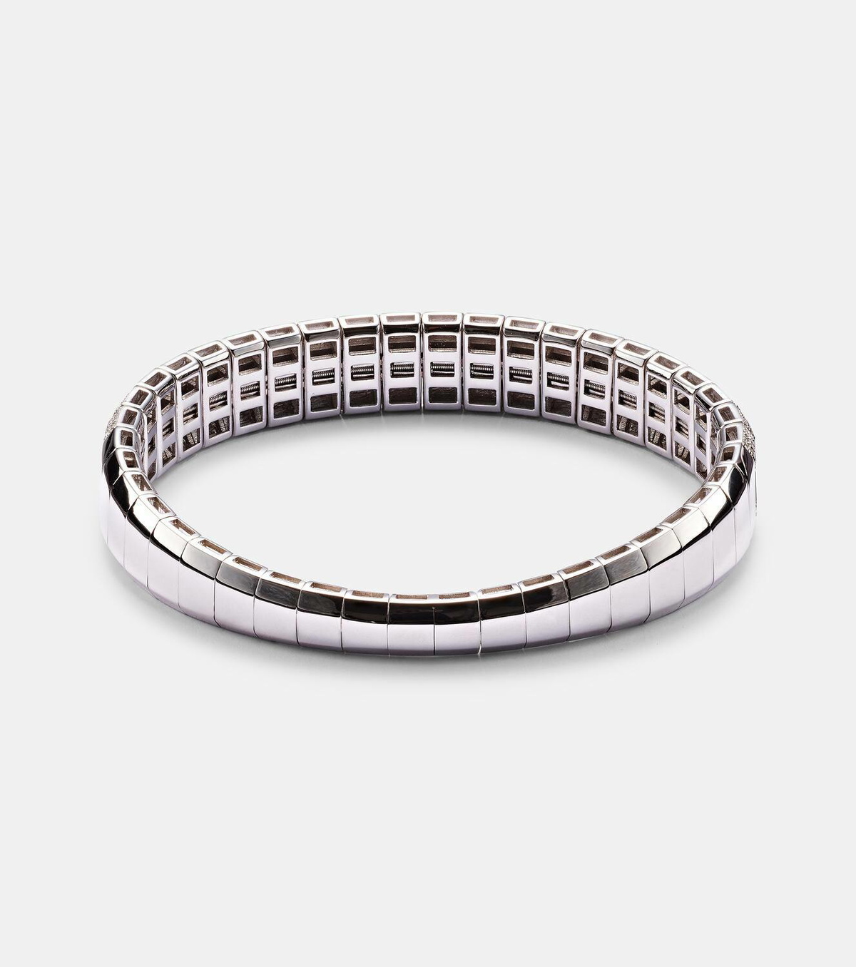 Shay Jewelry Diamond Pave Scales Stretch 18kt white gold bracelet with sapphires and diamonds
