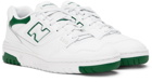 New Balance White & Green BB550 Sneakers