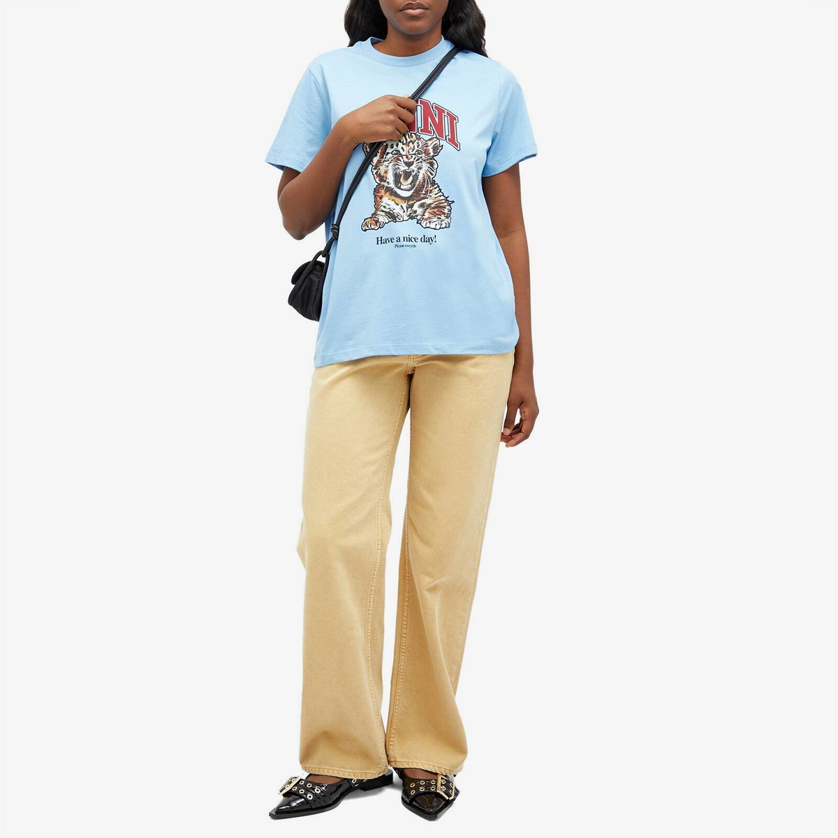 GANNI Women's Basic Jersey Tiger Relaxed T-shirt in Blissful Blue