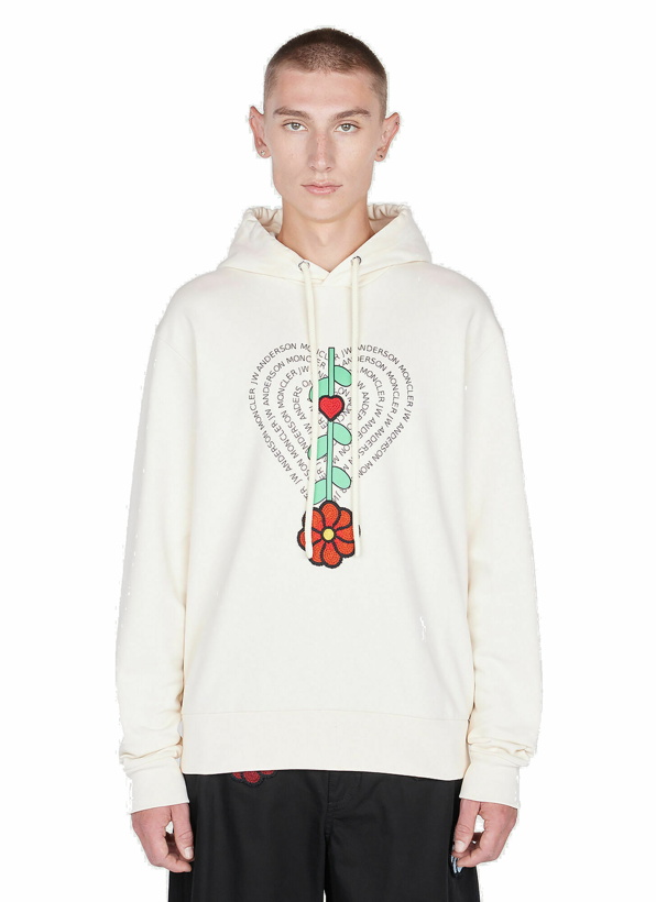 Photo: 1 Moncler JW Anderson - Graphic Print Hooded Sweatshirt in Cream