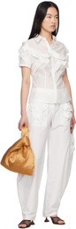 J.Kim White Smocked Cargo Pants