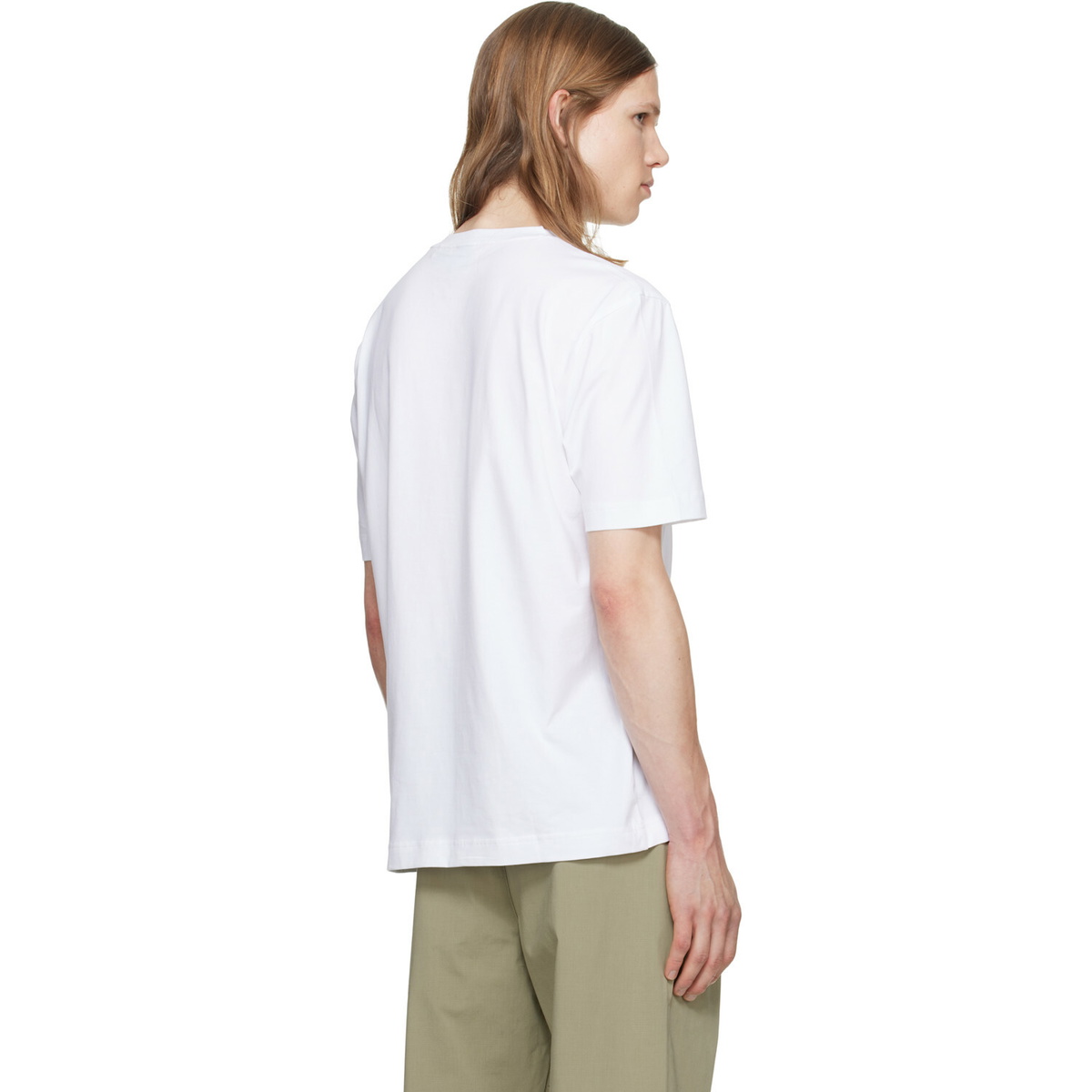 BOSS White Stretch-Cotton Contrast Logo T-shirt