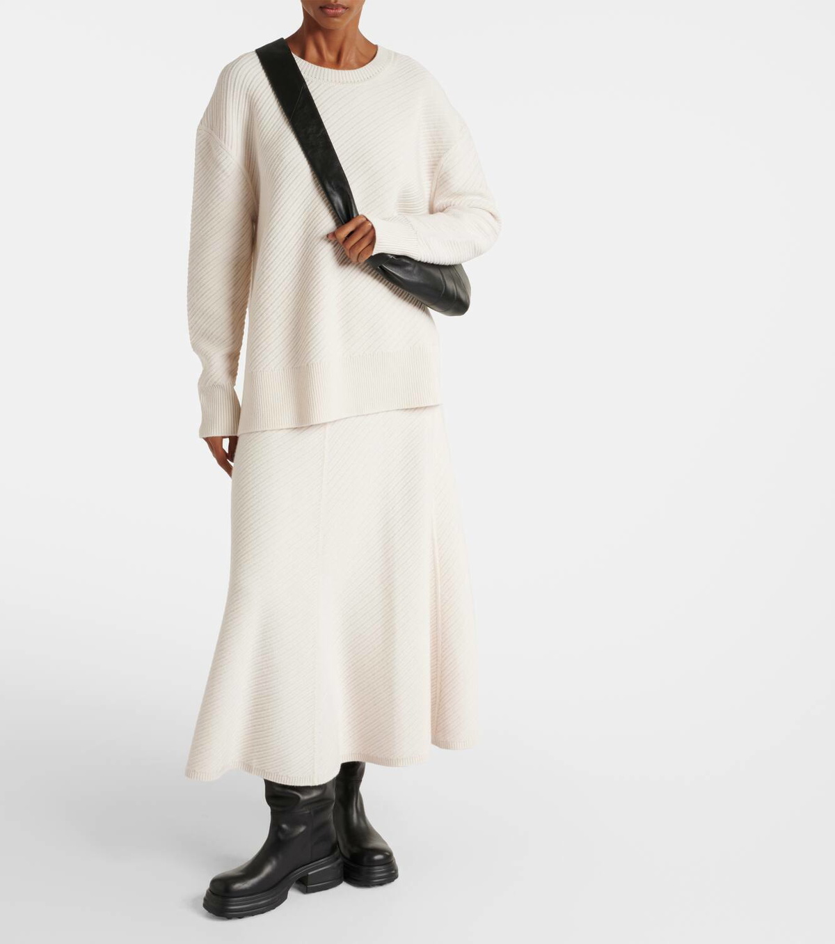 Joseph Ribbed-knit wool-blend midi skirt