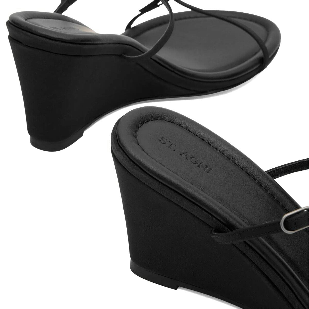 ST. Agni Women's Petit Belt Detail Wedge in Black