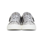 Giuseppe Zanotti White and Black Croc Frankie Sneakers