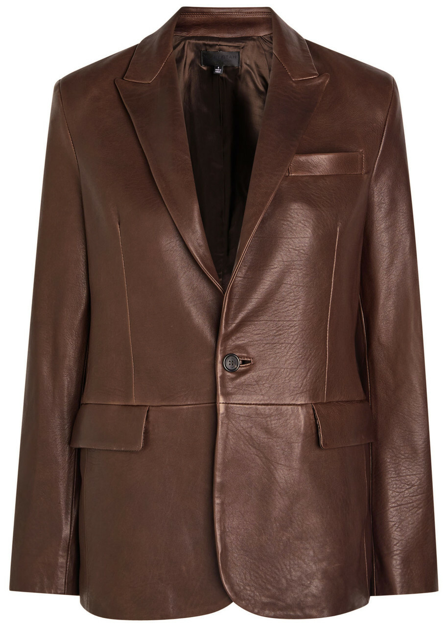 Nili Lotan Belmonde Leather Blazer Bordeaux