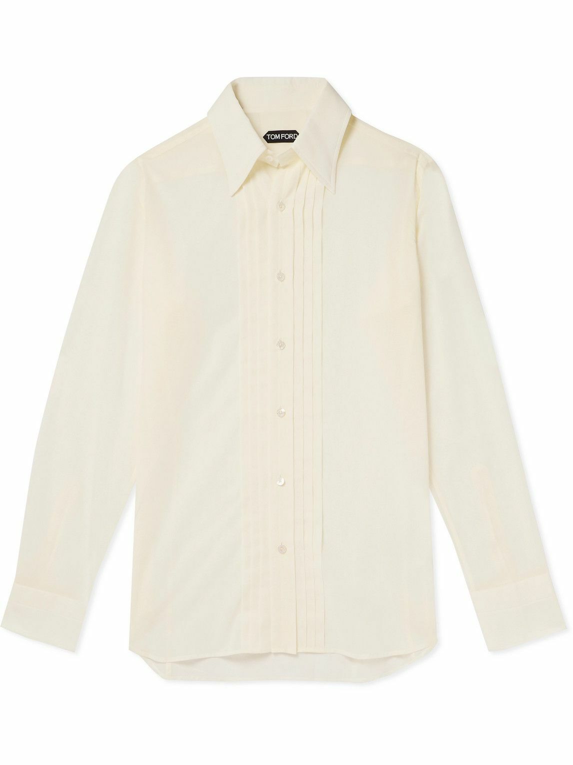 TOM FORD - Pleated Cotton Shirt - Neutrals