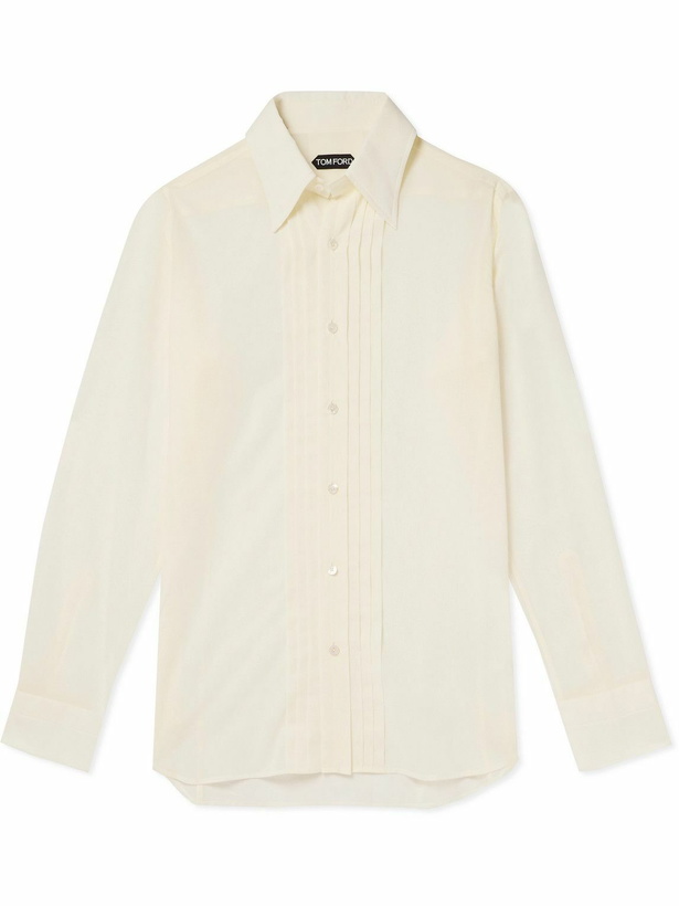 Photo: TOM FORD - Pleated Cotton Shirt - Neutrals