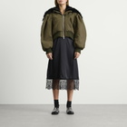 Simone Rocha Women's Cropped Split Faux Fur Hood Bomber Jacket in Khaki/Black