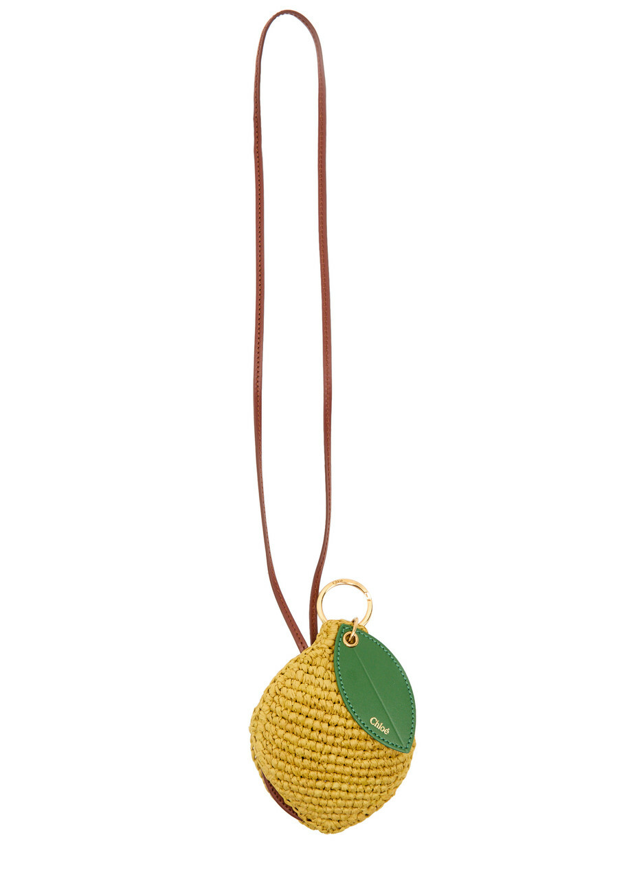 Chloe Chloé Symbols Mirror Raffia bag Charm - Yellow - One Size