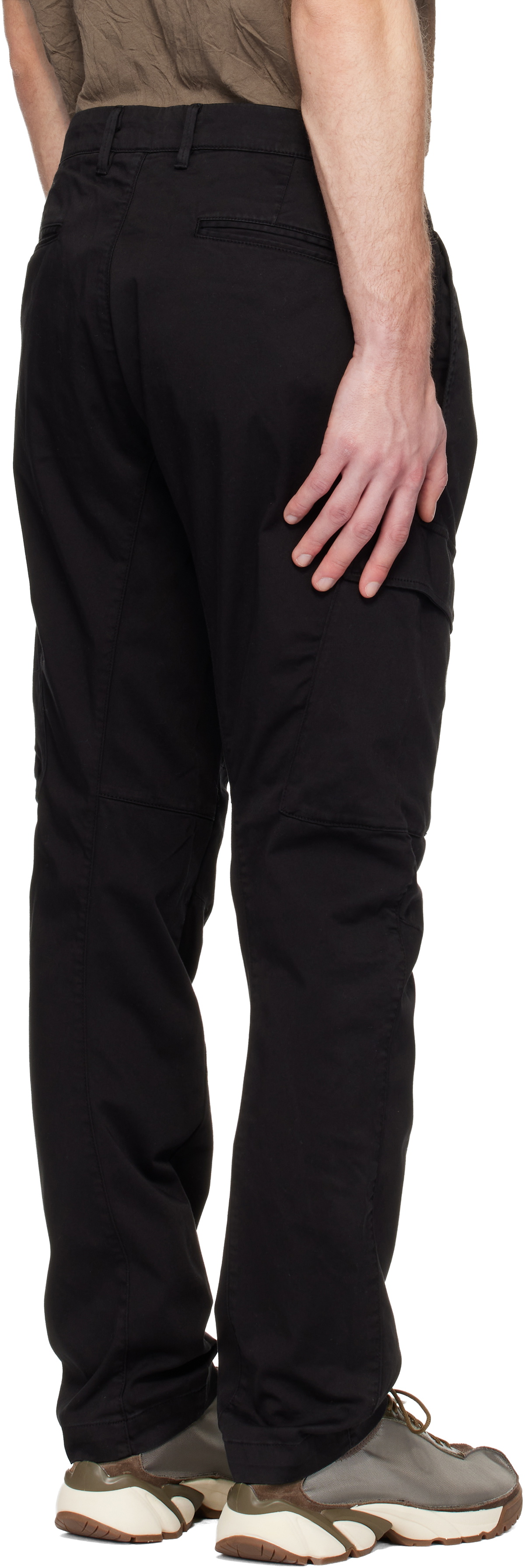 C.P. Company Black Stretch Sateen Ergonomic Lens Cargo Pants