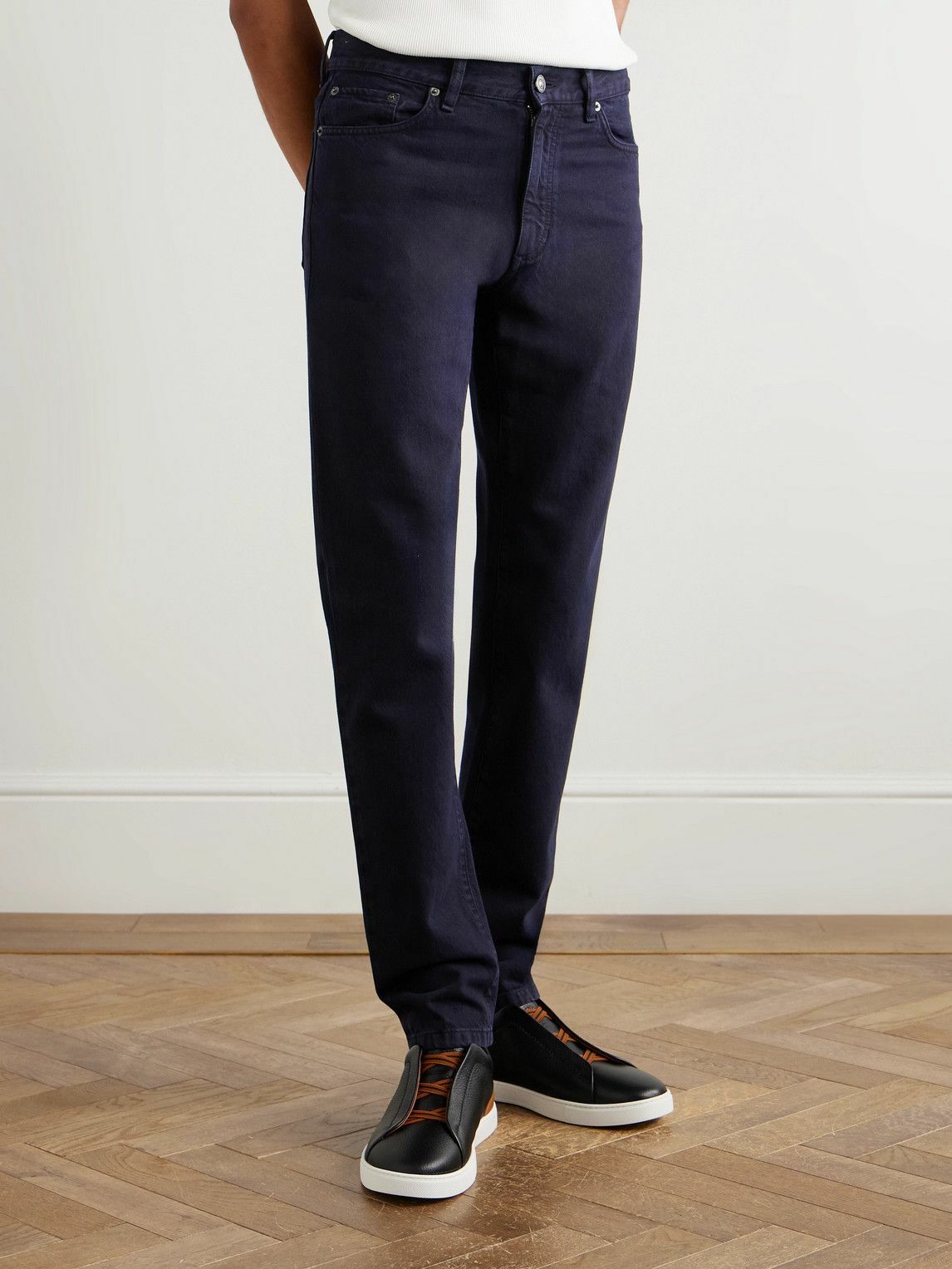Zegna - Roccia Straight-Leg Cotton Trousers - Blue
