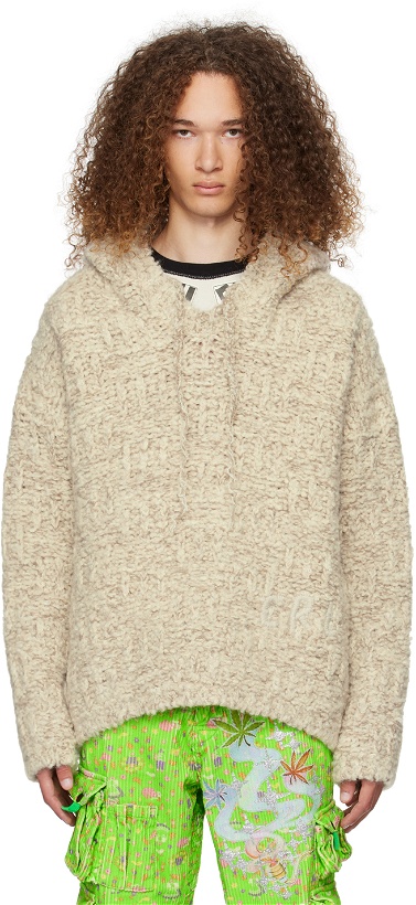 Photo: ERL Beige Embroidered Hoodie