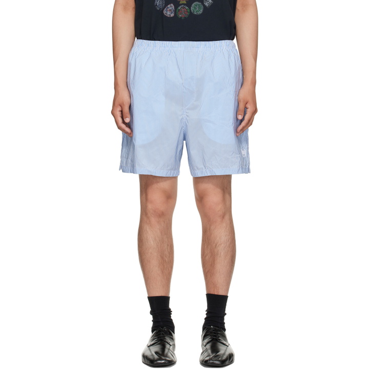 Photo: Balenciaga Blue & White Technical Stripes Boxer Shorts