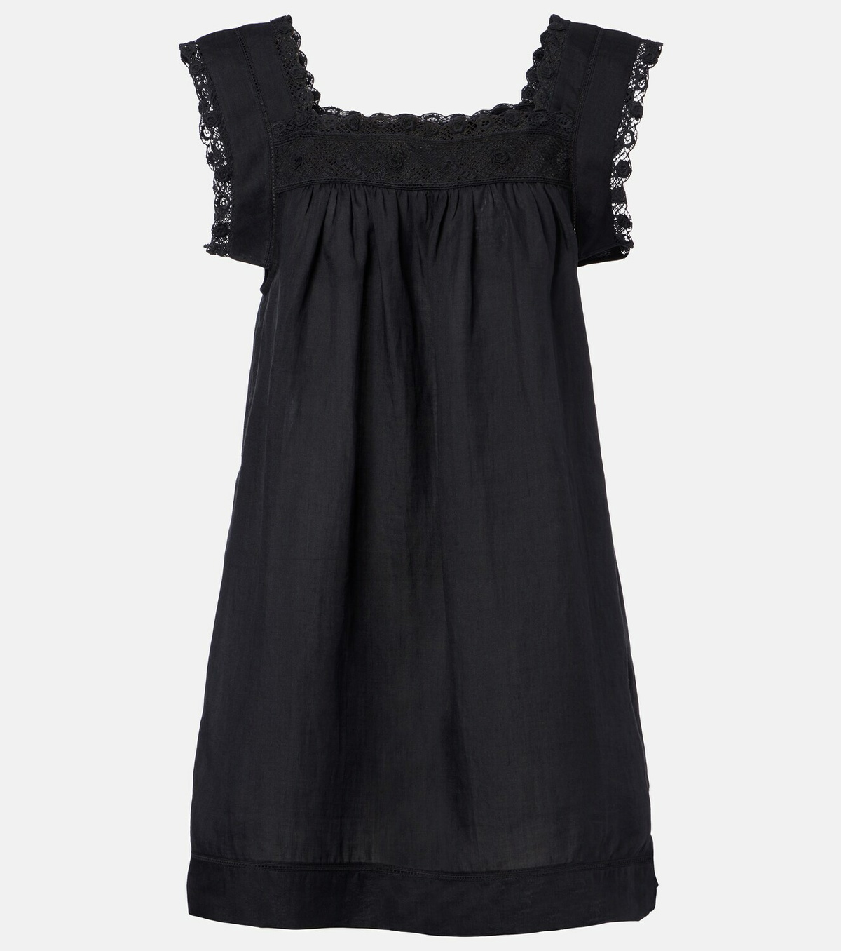 Dôen Almadia lace-trimmed ramie minidress