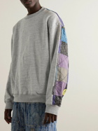 KAPITAL - Patchwork Cotton-Jersey and Cotton and Linen-Blend Sweatshirt - Gray