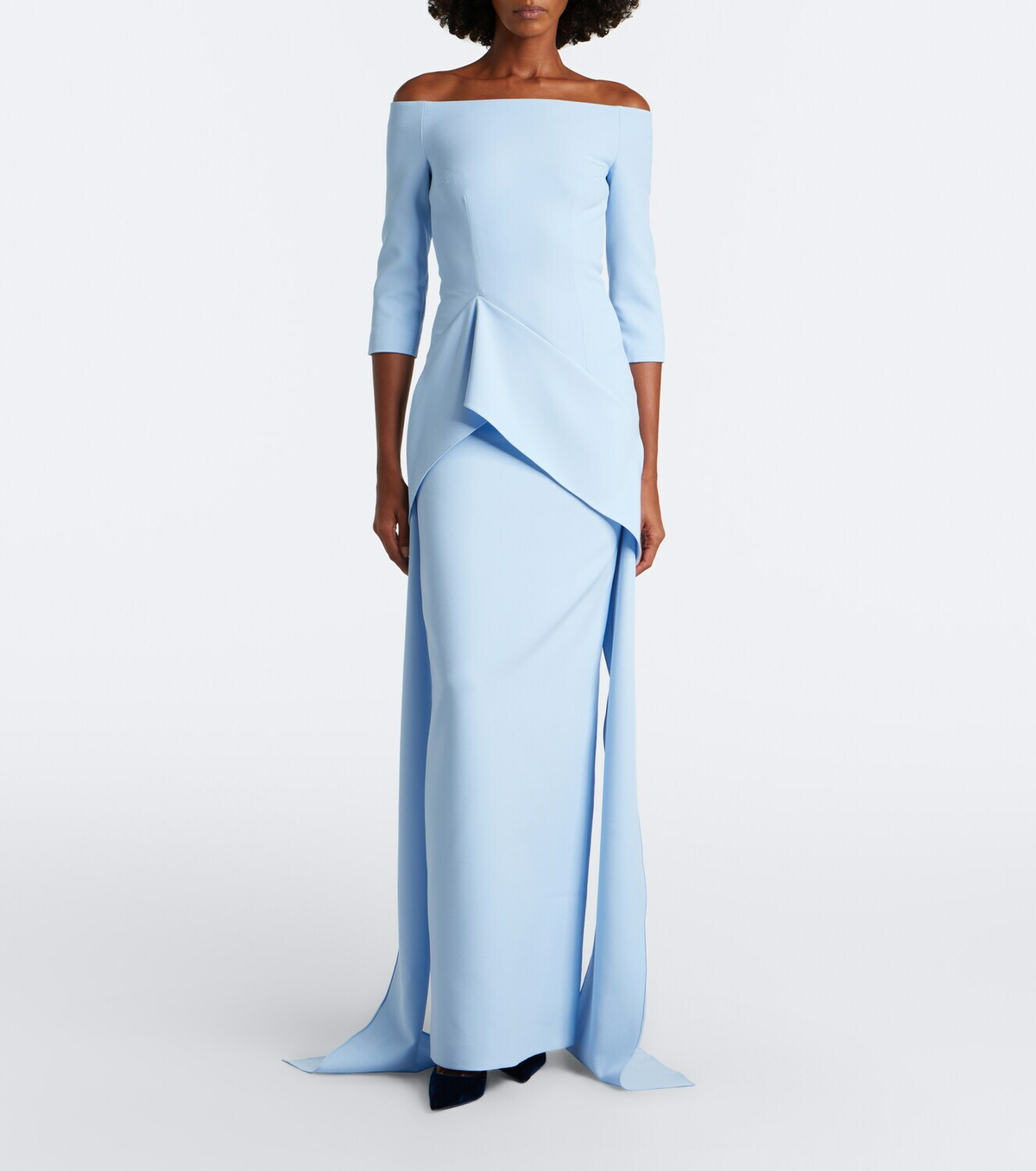 Safiyaa Zetta draped off-shoulder crêpe gown