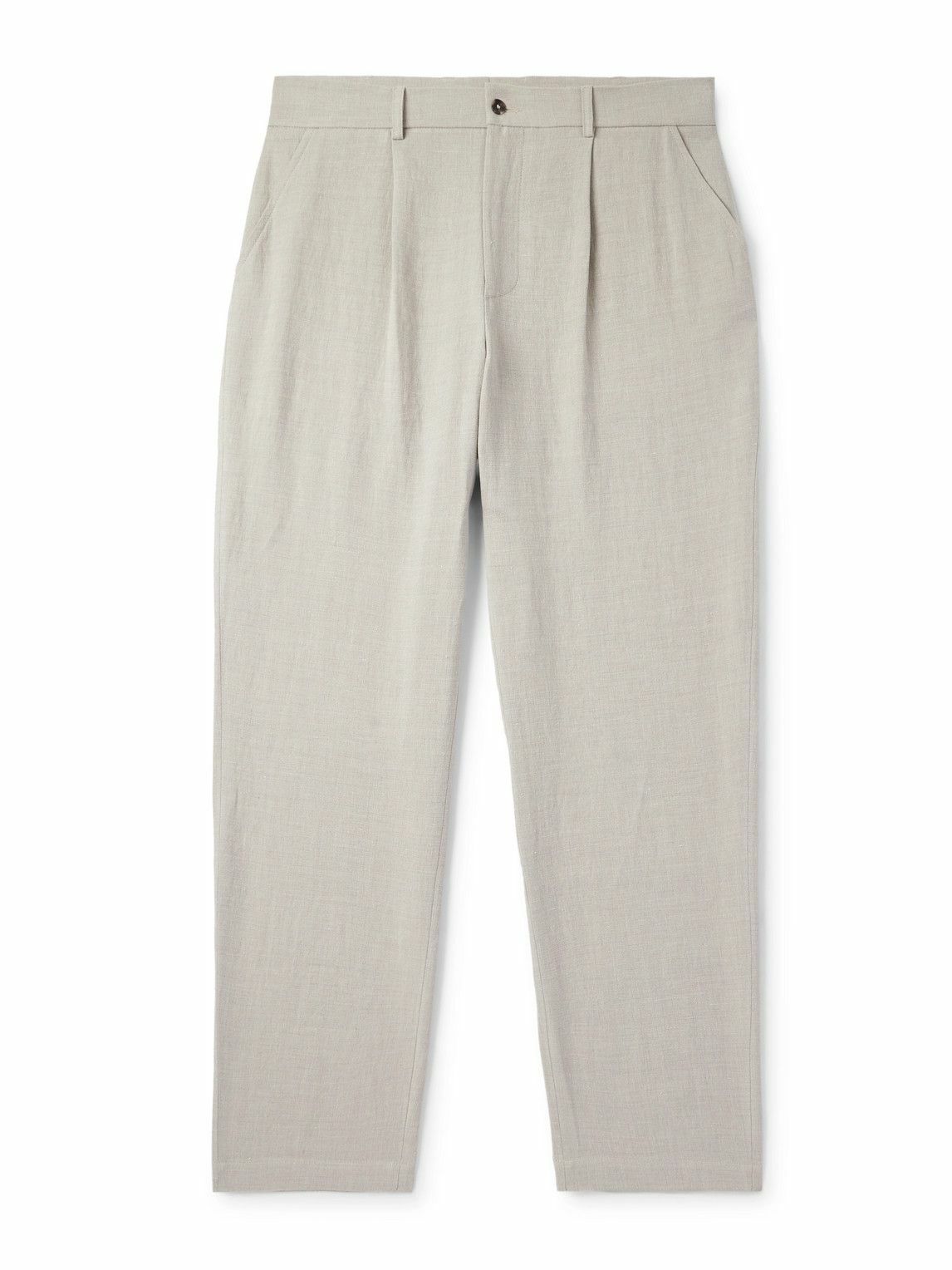 De Bonne Facture - Wide-Leg Pleated Linen and Wool-Blend Trousers - Neutrals
