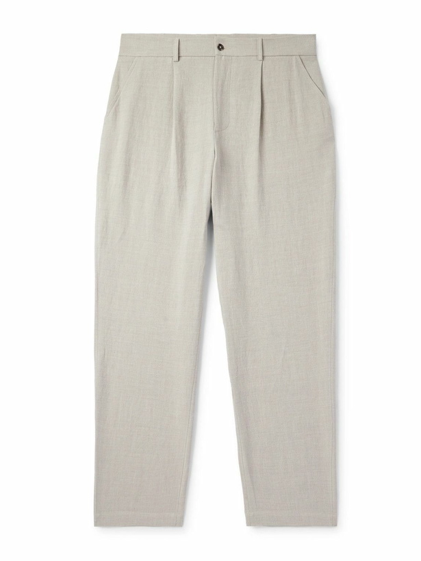 Photo: De Bonne Facture - Wide-Leg Pleated Linen and Wool-Blend Trousers - Neutrals