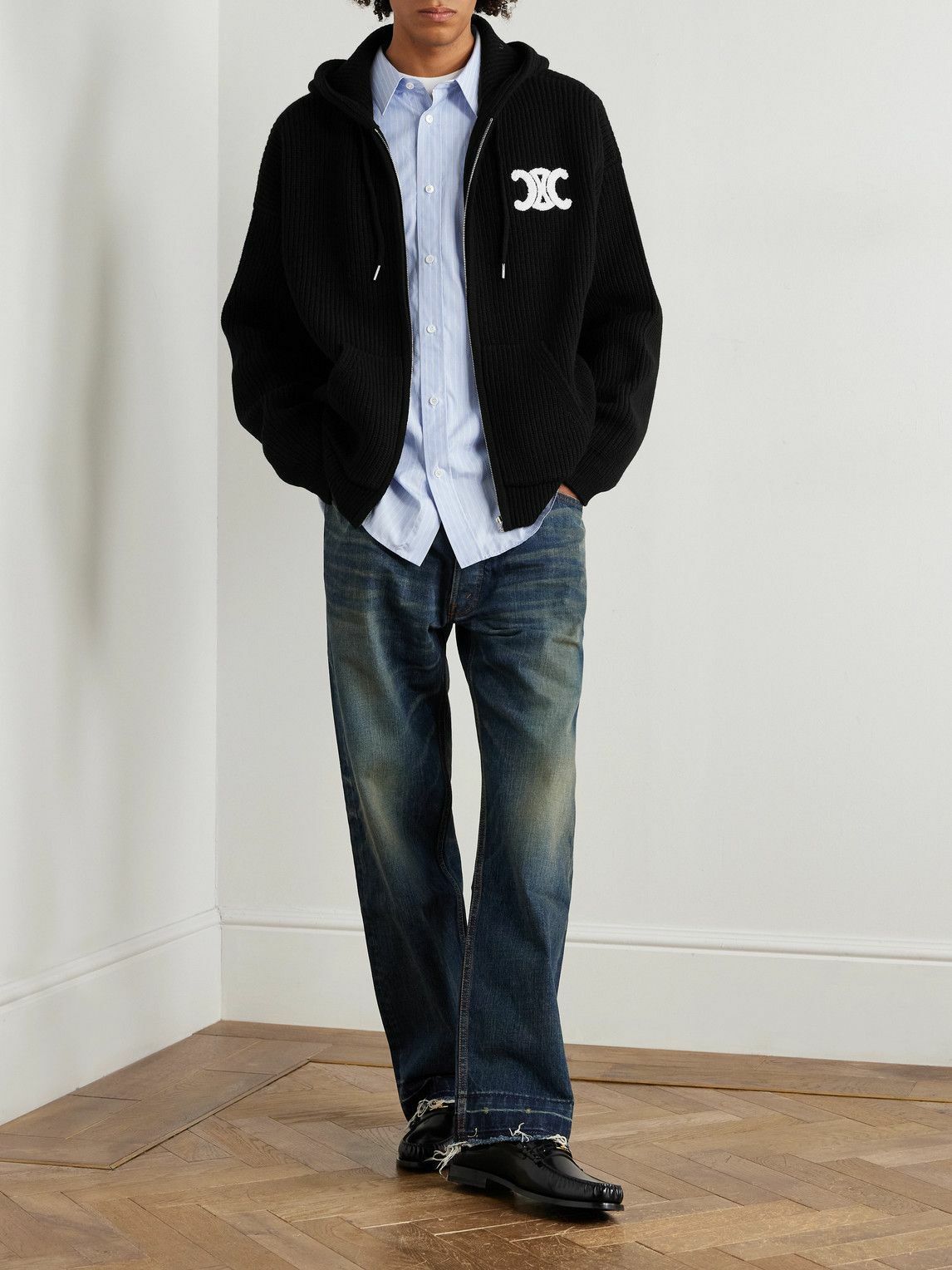 CELINE - Logo-Appliquéd Wool Jacket - Black