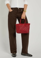 Dragon Diffusion Mini Flat Gora Woven Leather top Handle bag - Red - One Size