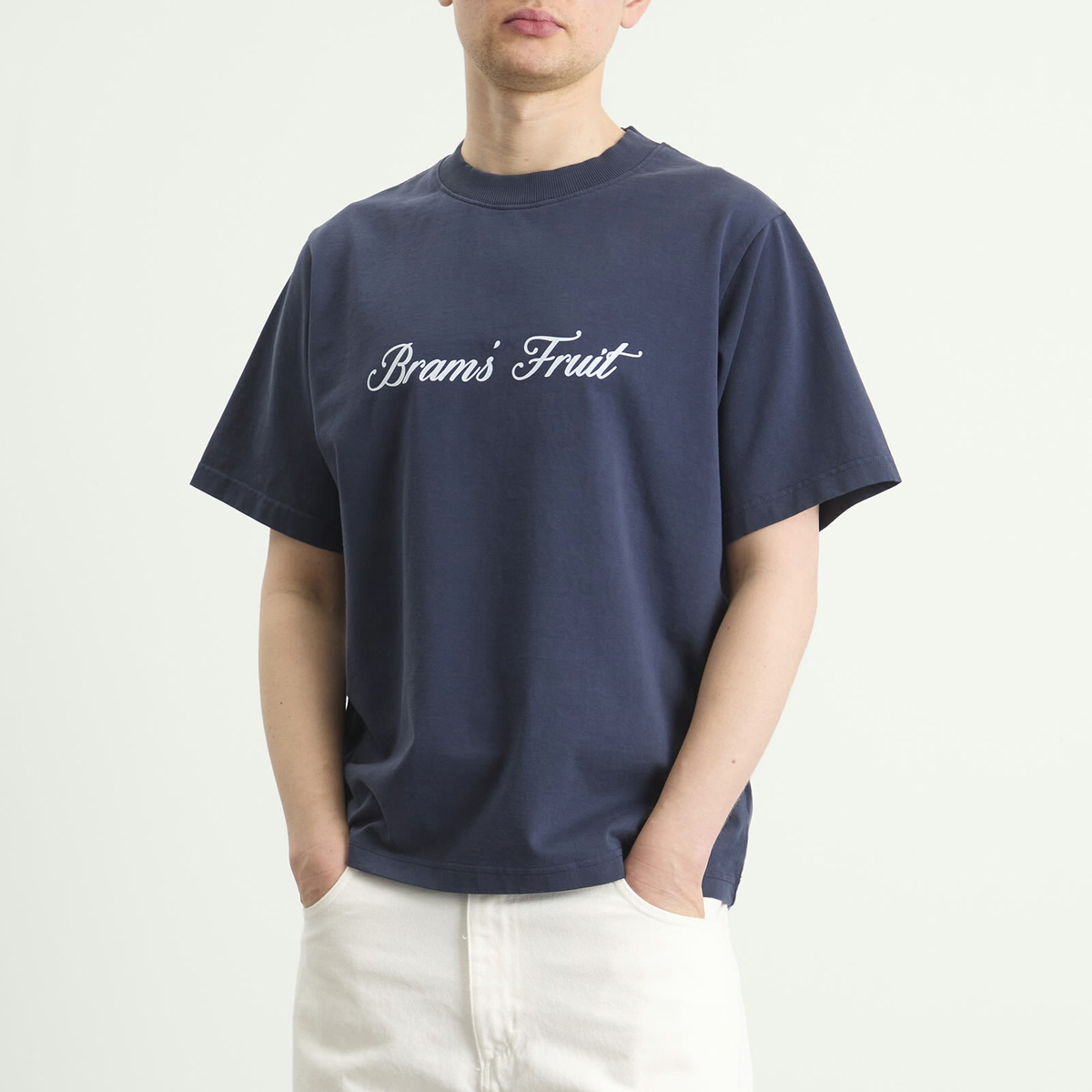 Bram's Fruit Men's Script Logo T-Shirt in Navy