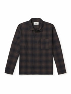 Folk - Patch Checked Cotton and Linen-Blend Flannel Shirt - Brown