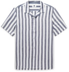 NN07 - Miyagi Camp-Collar Striped Linen Shirt - Blue