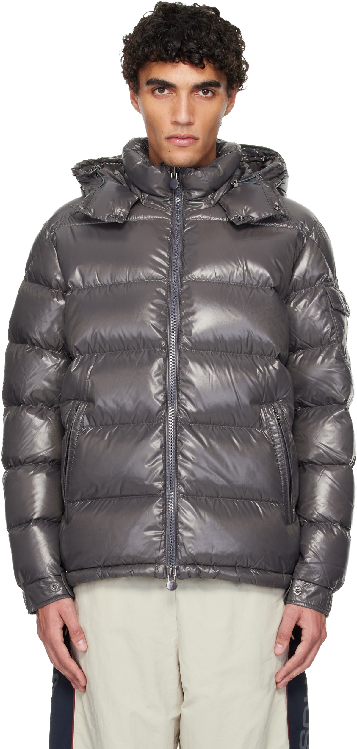 Moncler Gray Moncler Maya Hooded Short Down Jacket