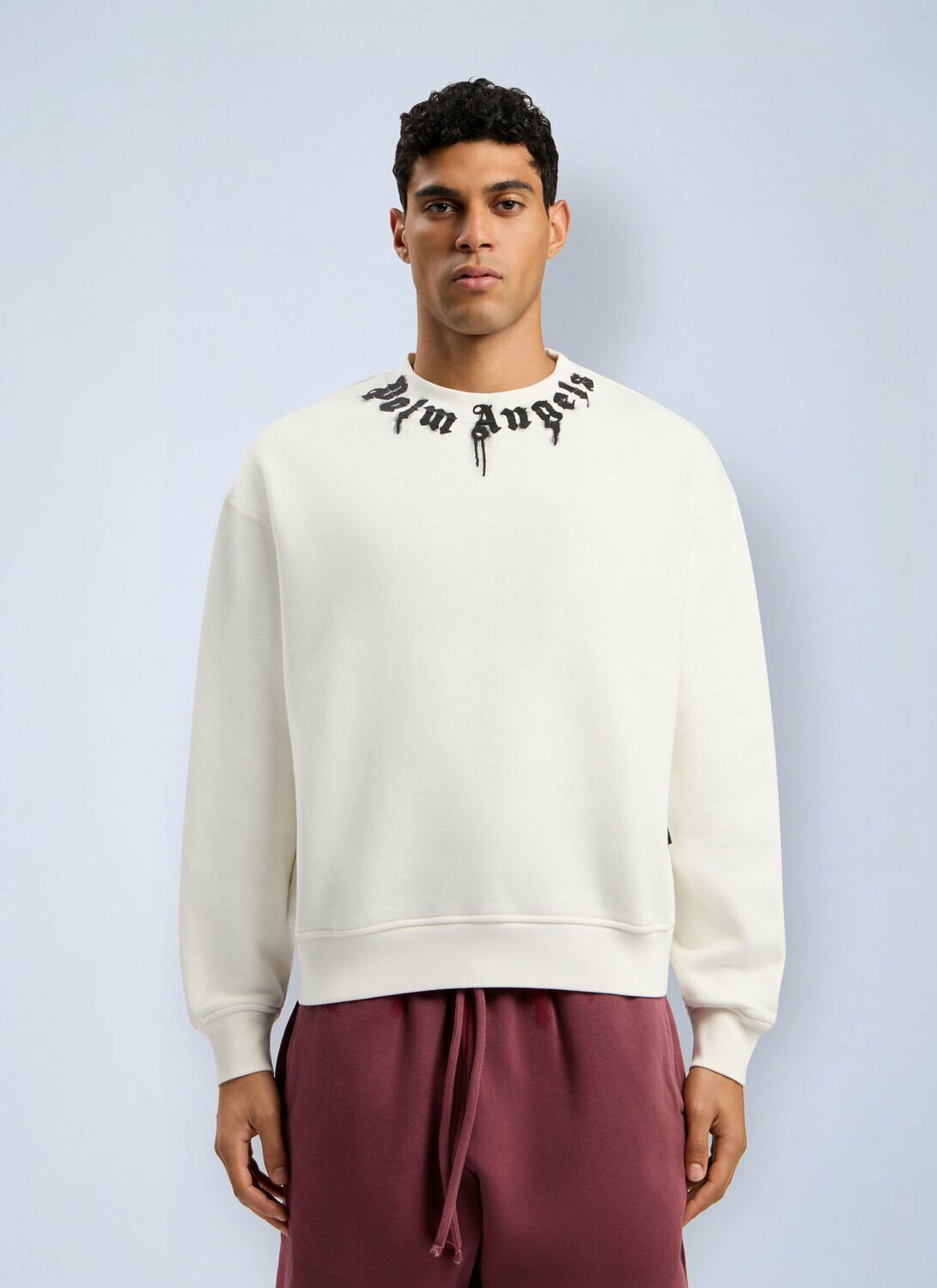 Palm Angels Neck Logo Reg Crew Sweatshirt