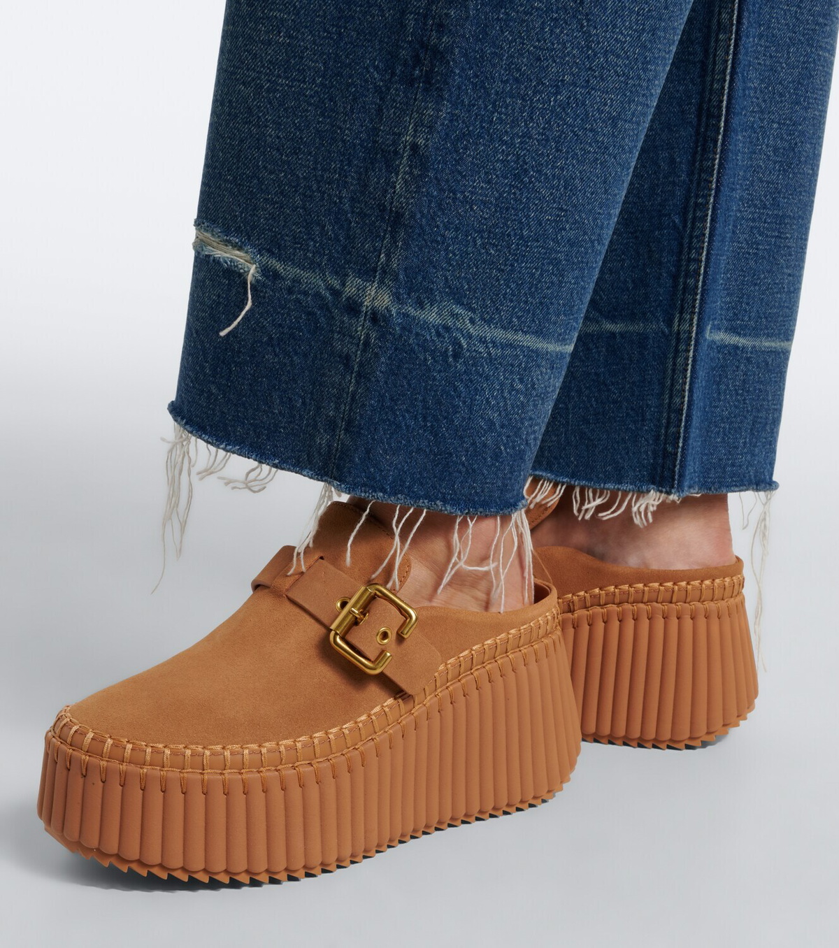 Chloé Nama leather platform mules