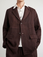 Kartik Research - Rabari Embroidered Linen Suit Jacket - Brown