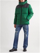 Yves Salomon - Leather-Trimmed Quilted Nylon Hooded Down Jacket - Green