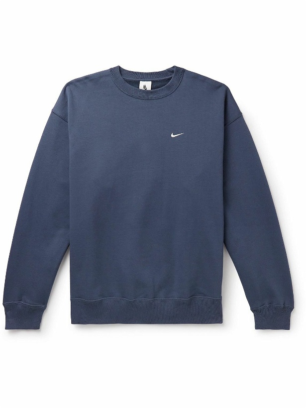 Photo: Nike - Solo Swoosh Cotton-Blend Jersey Sweatshirt - Blue
