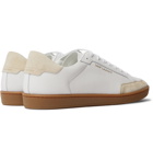 SAINT LAURENT - SL/10 Suede-Trimmed Perforated Leather Sneakers - White